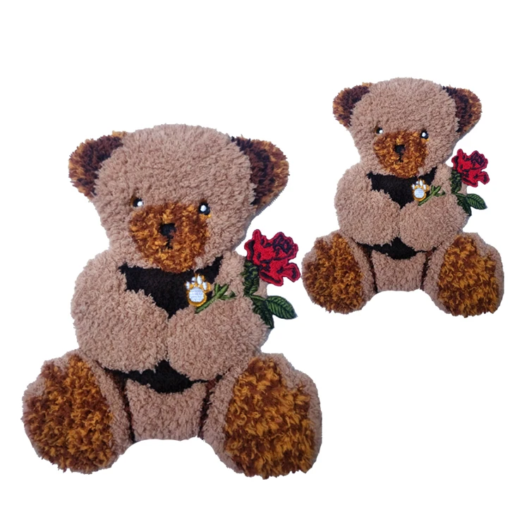 

Rose Bear Towel Embroidery Patch Heat Press Stickers for Kids DIY Accessory Appliques Festival Patches Badges