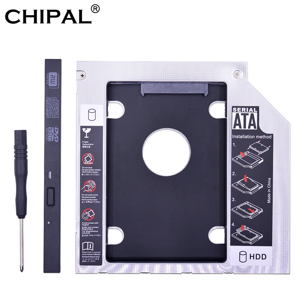 CHIPAL Алюминий Optibay 2nd HDD Caddy 9,5 мм SATA 3,0 коробка для жесткого диска корпус Dual светодиодный 7 мм, 9 мм, 2,5 SSD 2 ТБ для ноутбука CD/DV