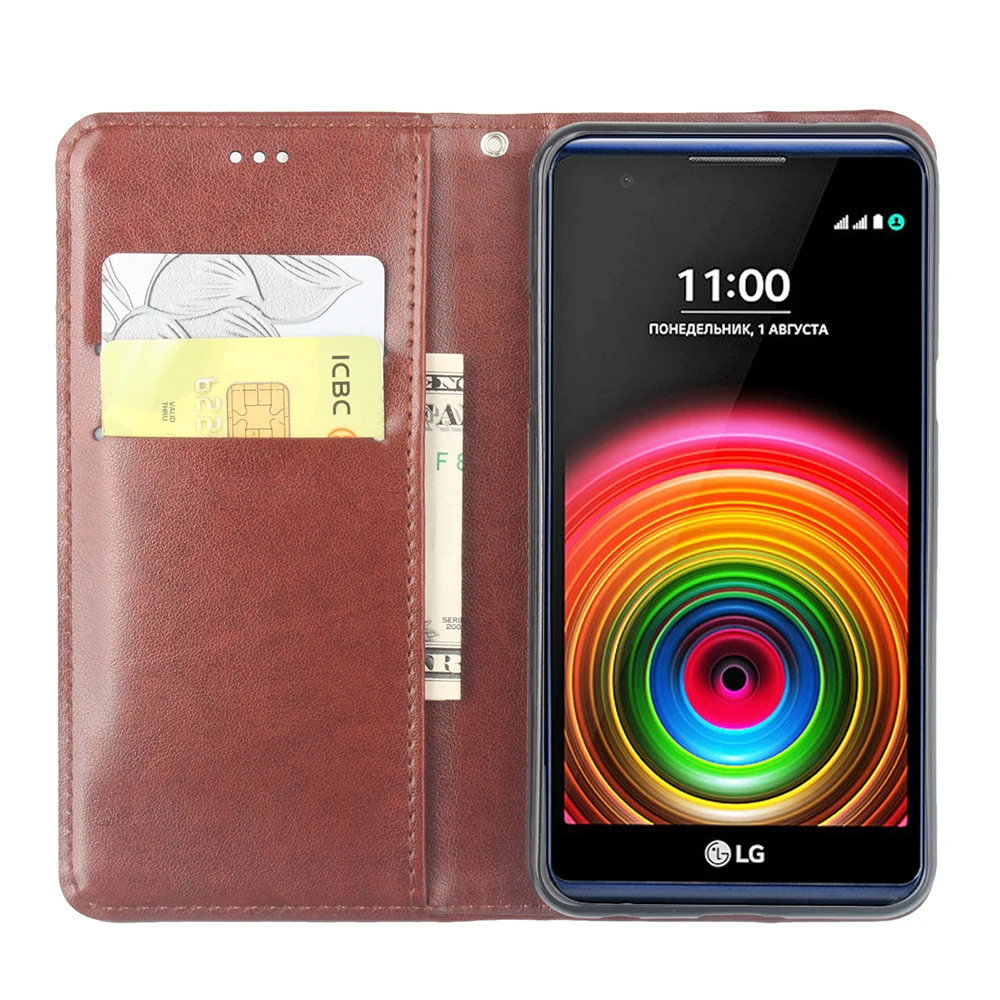 HongBaiwei тиснение для LG X power чехол бумажник Слот Флип кожа xPower телефона оболочки