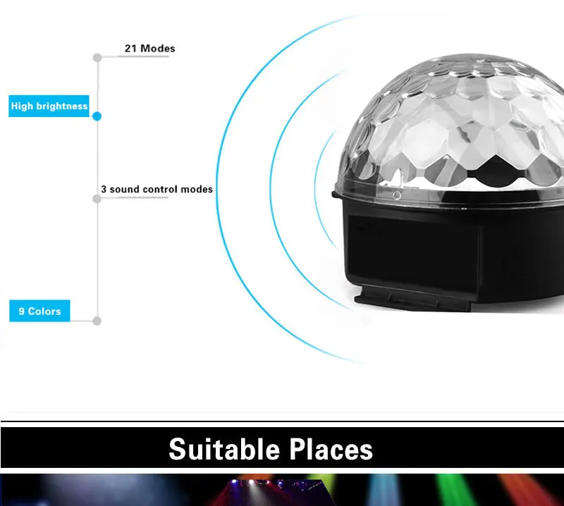 Светодиодный светильник для дискотеки, сценический светильник, вечерние, звуковой светильник, 6 цветов, магический шар, лазерный светодиодный Рождественский лазерный шар, проектор, лампы