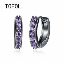 TOFOL Earrings Fashion Simple Inlaid Zircon Earrings Plated Gold Ear Clip Black Gun Plated Men Women Jewelry Gift