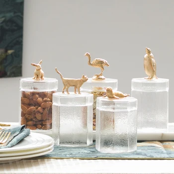 

Kitchen Glass jar canister Creative animal storage Bottle tea Cans home coffee cans cosmetic jewelry storage tank Sugar bowl