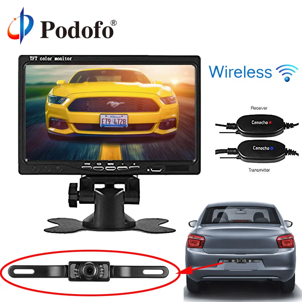 Buy Podofo 7'' TFT LCD Car Monitor 2 Channels Video