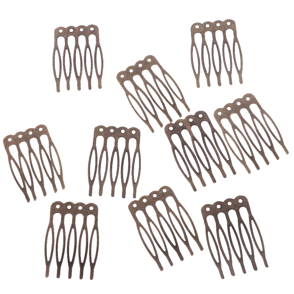 Vintage Blank Metal Hair Comb for Bridal Hair Accessories DIY 2.7cm Bronze