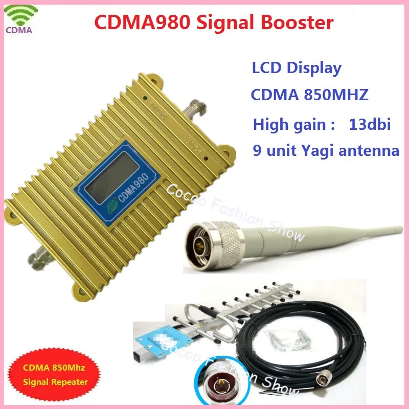 

Newest LCD Display !! CDMA 850Mhz Mobile Phone CDMA 980 Signal Booser , CDMA Signal Repeater + 13 dBi 9 Units Yagi Antenna