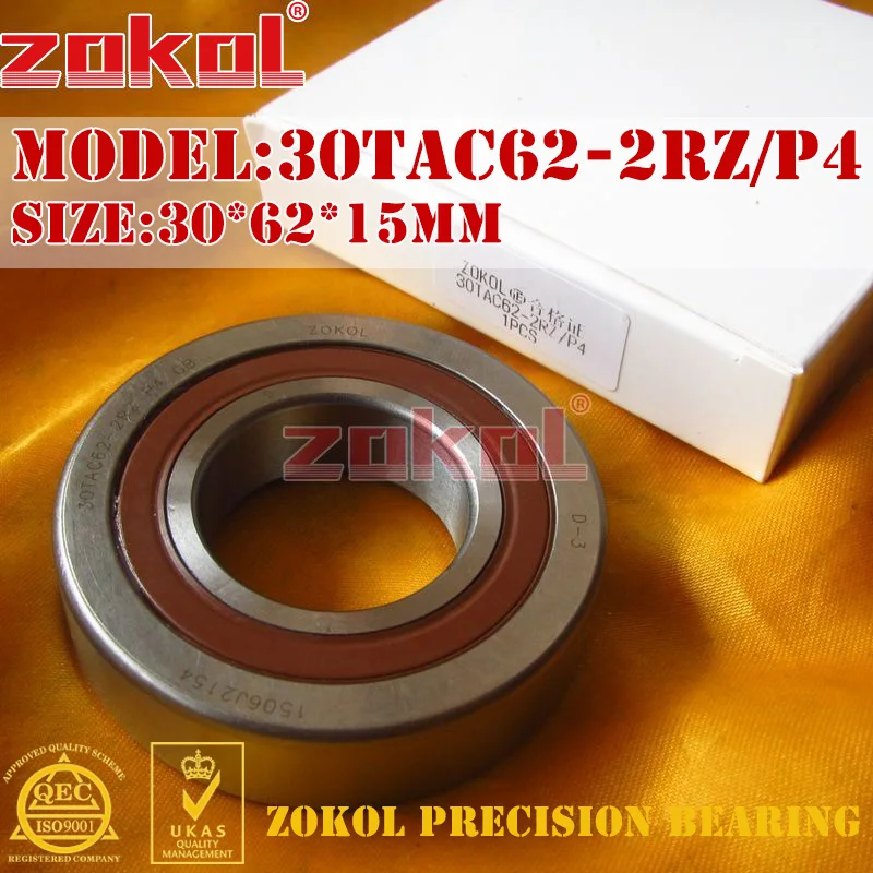 

ZOKOL bearing 30TAC62 2RZ P4 Universal matching 30TAC62BSUC10PN7B(P4) Ball Screw Support Ball Bearing 30*62*15mm