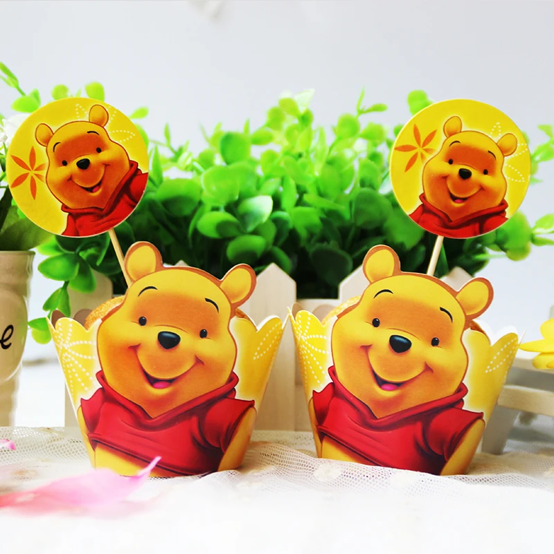 24pcs New Winnie The Pooh Cupcake Wrappers And Topper Picks For
