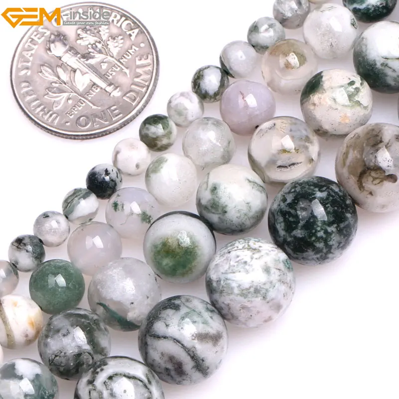 

Gem-inside 4-10mm Natural Stone Beads Round Green Moss Tree Agates Beads For Jewelry Making Beads 15'' DIY Beads Jewelery