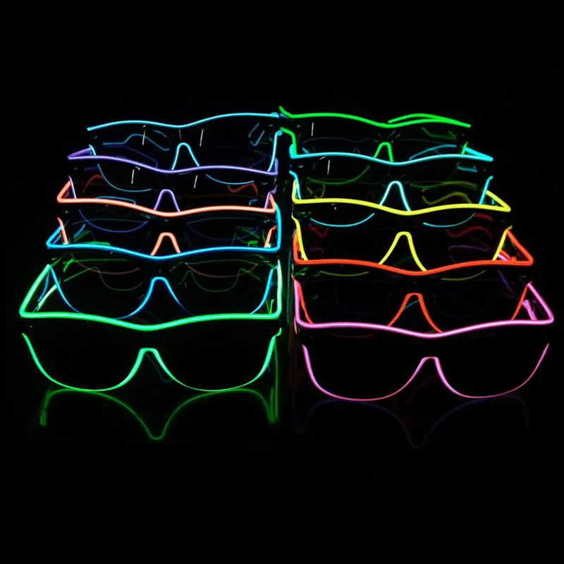 DHL Бесплатная доставка 100 компл./лот EL Очки EL Провода модные неоновые светодиодный свет затвор в форме Очки Rave фестиваль Вечерние