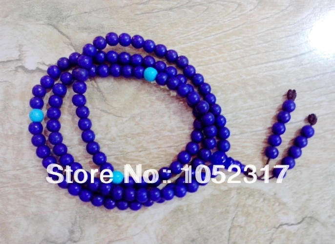108 bead Lapis Lazuli Bead Buddhist Strand Prayer Mala Rosary Bracelet Adjustable | Украшения и аксессуары