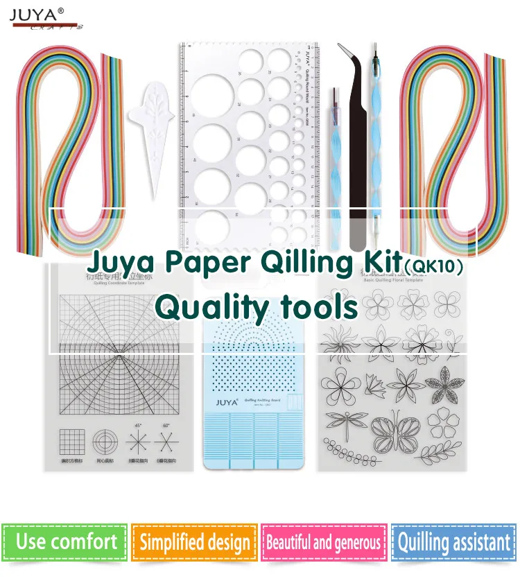 JUYA Quilling Paper and Tools Classic Set QK10 Pink, No Glue 