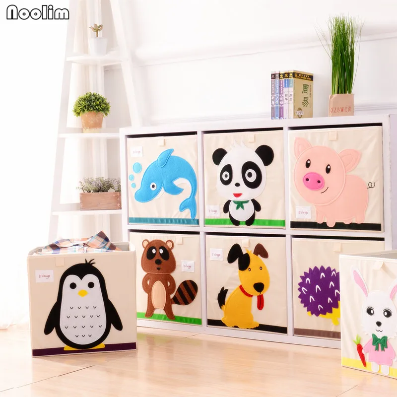 

NOOLIM 3D Embroidery Cartoon Animal Folding Storage Box Large Laundry Basket Sundries Kids Clothes Toys Book Storage Organizer