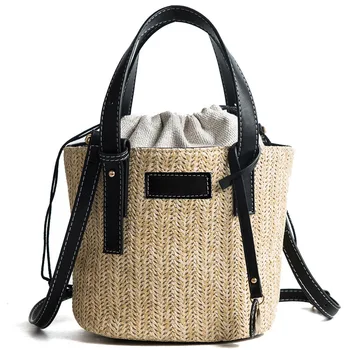 

Women Straw Woven Handbag Simple Adjustable Straps Large Capacity Messenger Bag Best Sale-WT