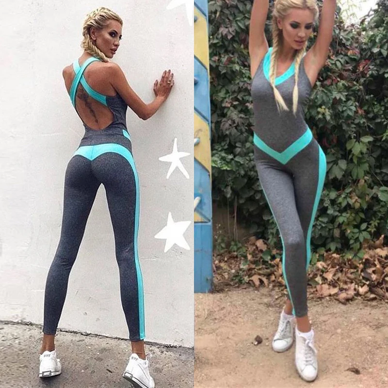 En Ligne Femmes Sport costume femme Yoga Ensemble femmes survêtement Sexy Ensemble vêtements de Sport Fitness une pièce combinaisons vêtements de Sport vêtements de course