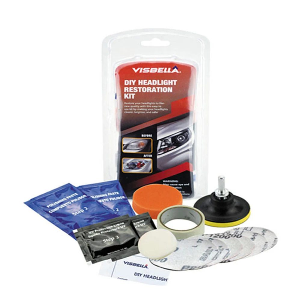 

New Premium Headlight Lens Restoration Kit Shine Polisher Cleaner Fix DIY Tools Kit CSL2018