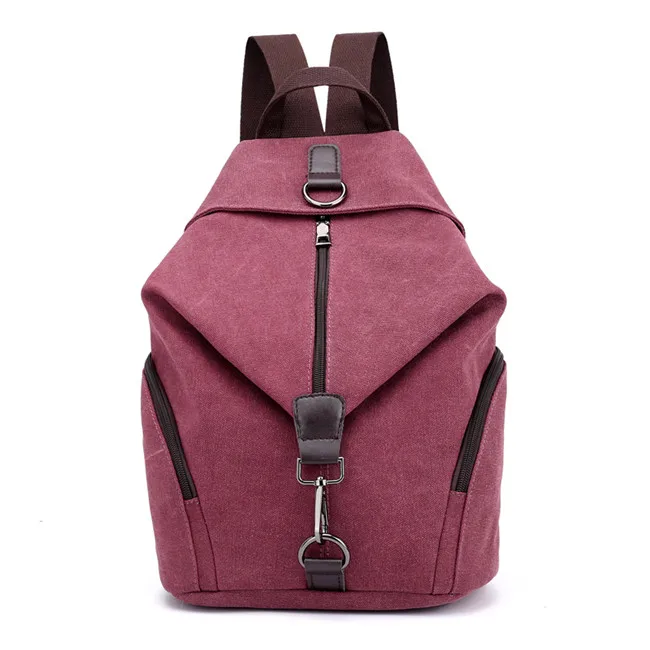Винтажные холщовые женские рюкзаки, модная повседневная дорожная сумка для девочек-подростков, одноцветная Большая вместительная женская школьная сумка, рюкзак - Цвет: Purple