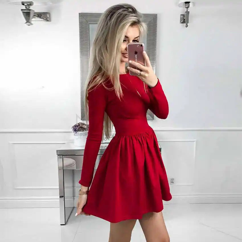 black and red long sleeve dress