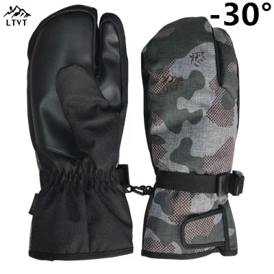 LTVT лыжные перчатки с подкладкой водонепроницаемые с тремя пальцами/все включено/с пятью пальцами лыжные перчатки мужские и женские ветрозащитные теплые лыжные перчатки