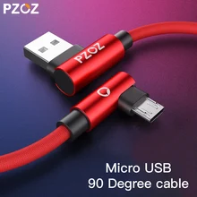 PZOZ Micro USB Cable 90 Degree Microusb Fast Charging cord data Charger For Samsung Huawei Xiaomi Tablet usb micro braided Cable