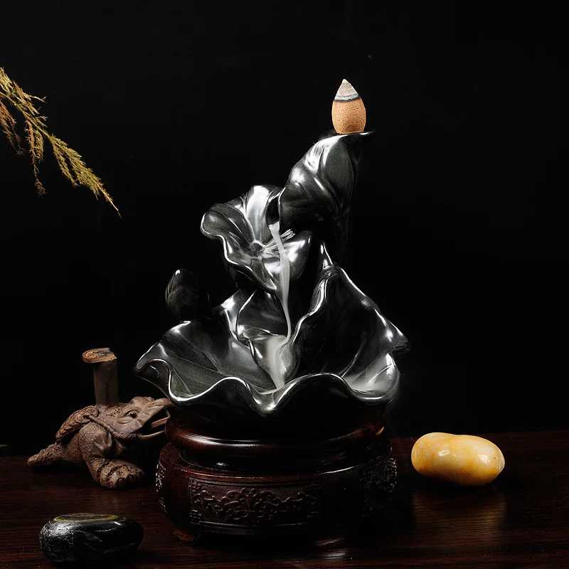 Image Ceramic Lotus mountain back Tan incense aroma oil burner ideas sink ornaments sale