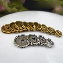 30 pcs/lot tibétain argent classique plat rond lâche entretoise 6mm 8mm 10mm 12mm or/argent perles Location cale bijoux à bricoler soi-même faisant