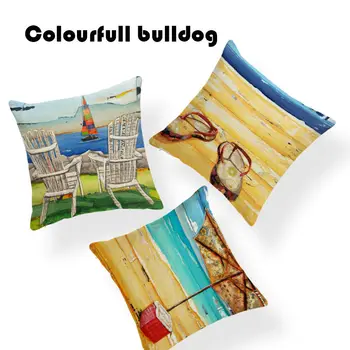 

New Design Ocean Sea Turtles Pillow Cushion Case Classic Beach Chair Car Seat Square Deer Linen Home Sofa Car Decorative Hawaii