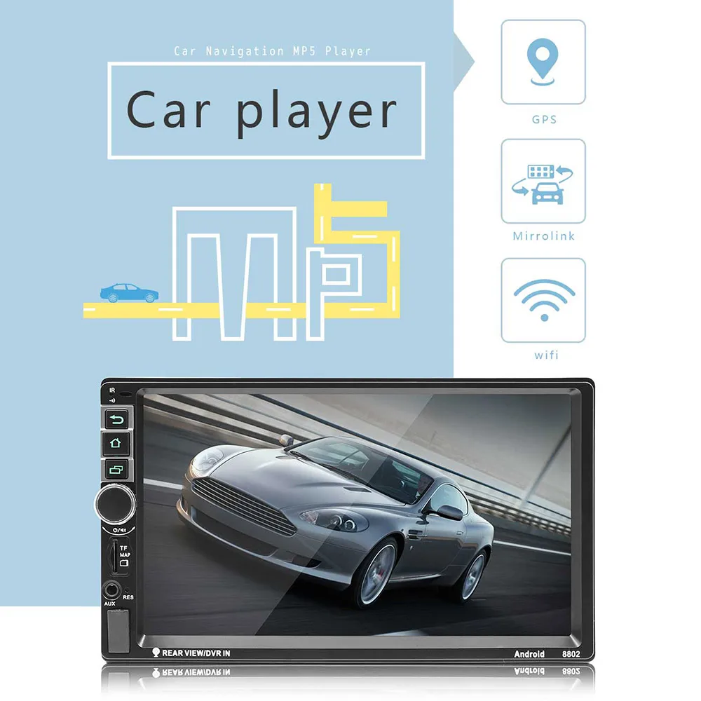 

8802 RDS 7" LED Display Universal Car Bluetooth MP4 MP5 Player GPS Center Control Navigation FM U Disk/AUX/SD Card Playback