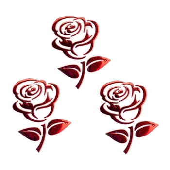 

Dewtreetali 1PCS 10*8cm 3D Silver/Golden Stereo Cutout Rose Car Vehicle PVC Logo Reflective Car Sticker Decal Flowers Art
