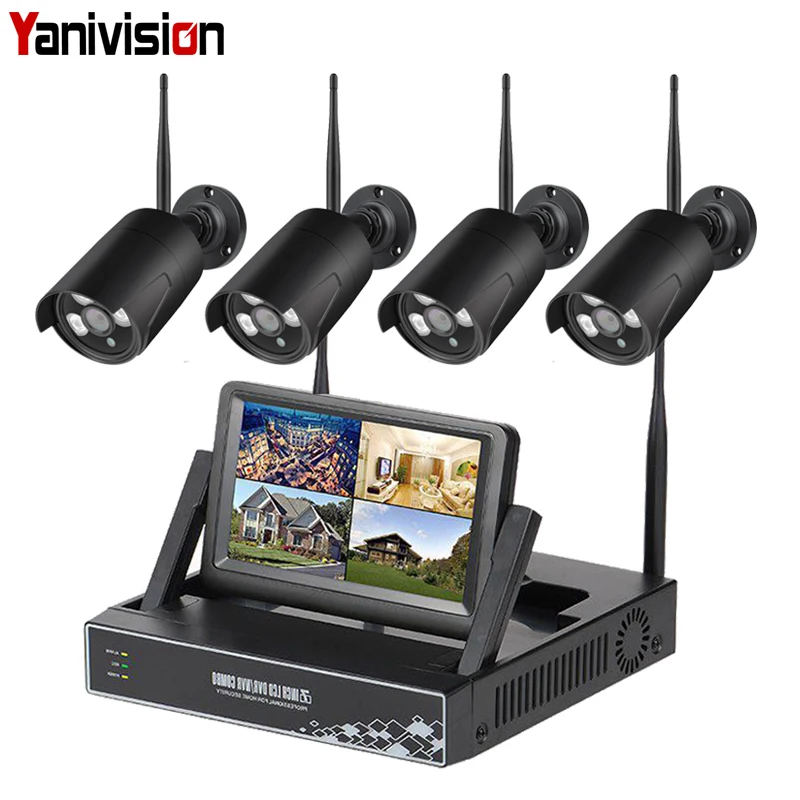 Беспроводная система видеонаблюдения 7 дюймов ЖК дисплей 4CH Wifi NVR P2P 20 м IR ночное