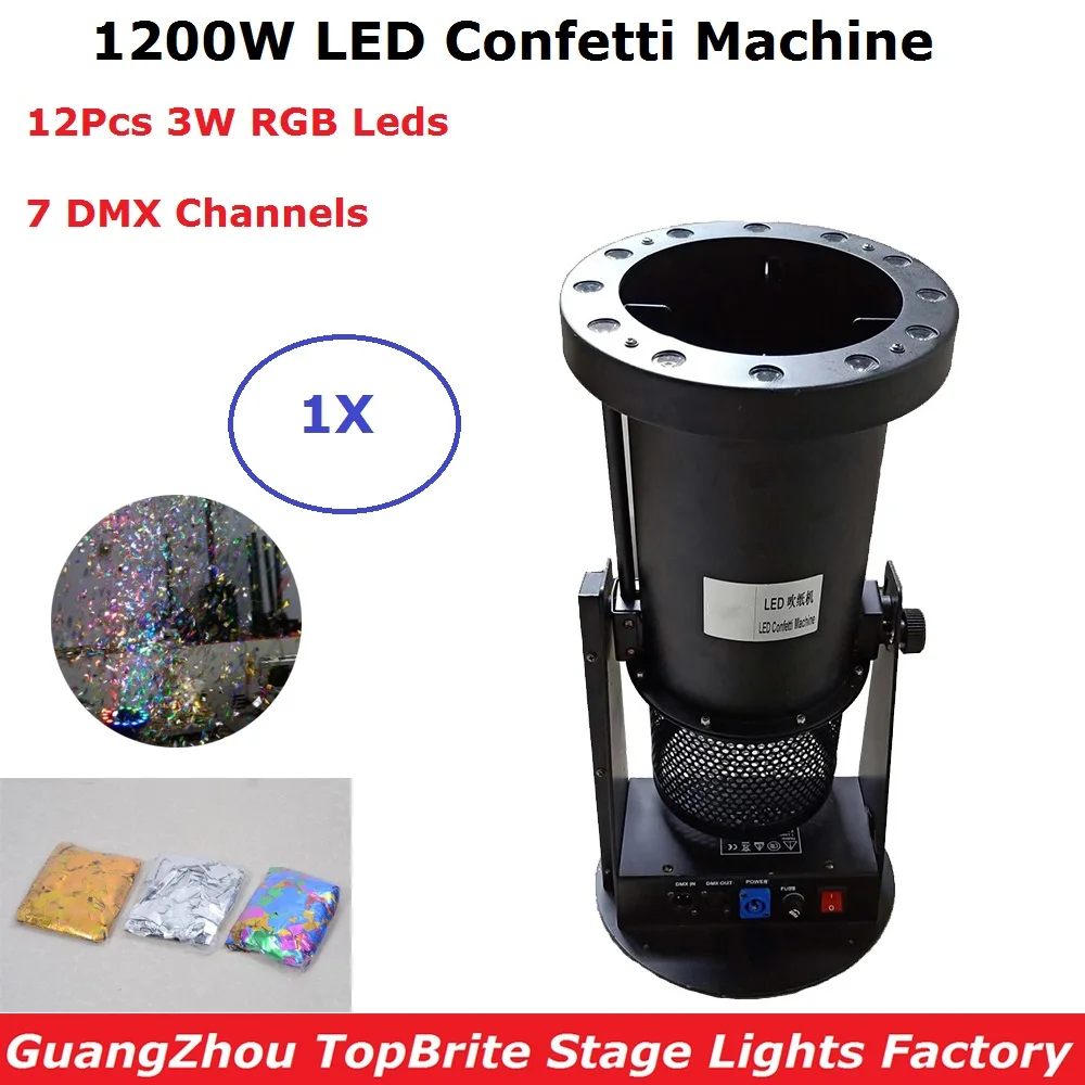 

1200W DMX Confetti Blower Stage Effect Cannon 12X3W LED RGB Confetti Machine For Disco DJ Party XMAS Holiday Show Decorations