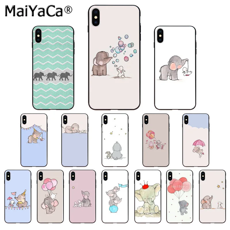 

MaiYaCa Cartoon cute elephant and rabbit DIY Printing Drawing Phone Case cover for iphone 11 pro 8 7 66S Plus 55S SE XR X XS MAX