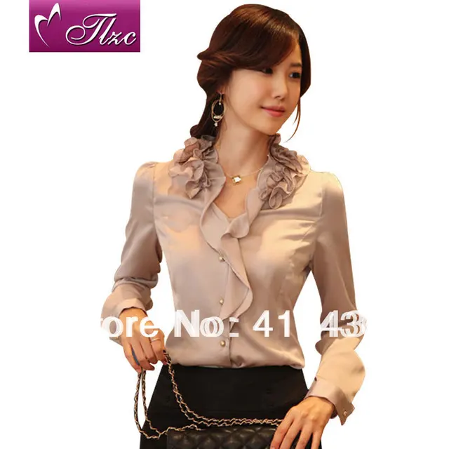 Earthsound Luxury Ohsyaren Ruffle Collar V Neck Spring Shirt Blouse Women Casual Ladies Fashion Earthsound Luxury Ohsyaren Ruffle Collar V Neck Spring Shirt Blouse Women Casual Ladies Fashion