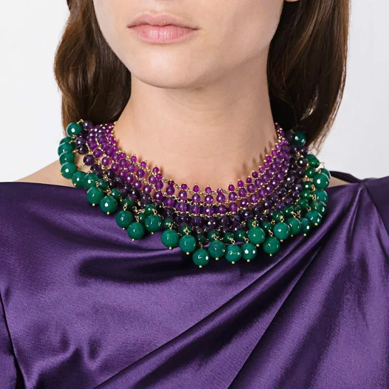 

New fashion exquisite personality big luxury exaggerated multi-layer clavicle chain necklace W-3226