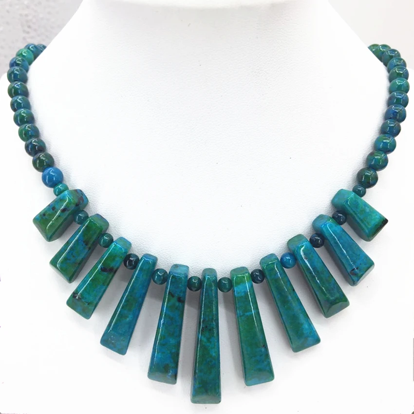 

Lapis lazuli phoenix stone chrysocolla irregular 16-36mm rectangle pendant diy chain necklace diy jewelry making 18inch GE5367