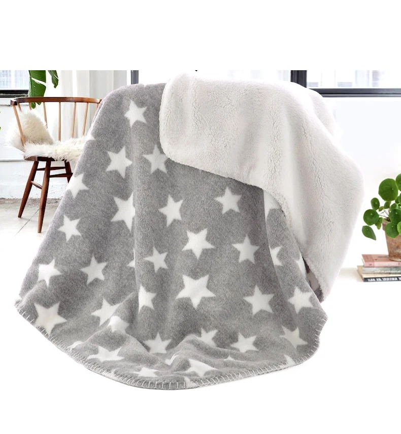 Winter Polar Blanket Star Pattern Baby Blanket Fleece Baby Flannel Receiving Blanket Bedding Cover Baby Winter