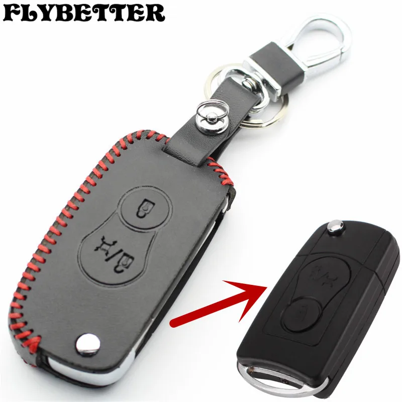 

XIEAILI Genuine Leather Remote Control 2Button Flip Key Case Cover For Ssangyong Actyon/SUV/Kyron S113