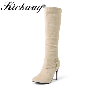 

Kickway 2018 New Women Winter Snow Shoes Real Fur Snow Boots Warm Plush Non-slip Bottom Thermal Waterproof Women Boots Size34-43