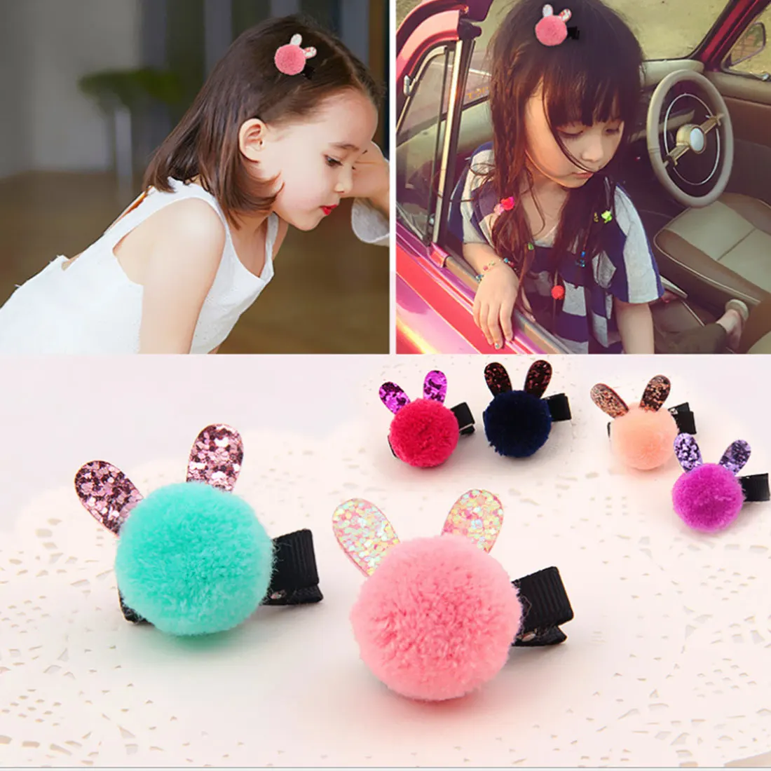 

Child rabbit ears hairpin Kids Hair Clips Hair Pin Princess Headwear Hair Accessories Sweet Barrettes for Girls