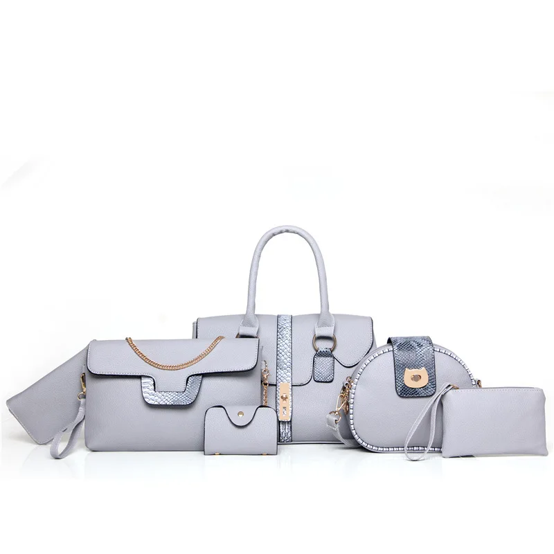 

NEW Luxury Women Handbags Composite Lady Shoulder Crossbody Wallet Key Bag PU Leather Bags 6pcs/set Purse