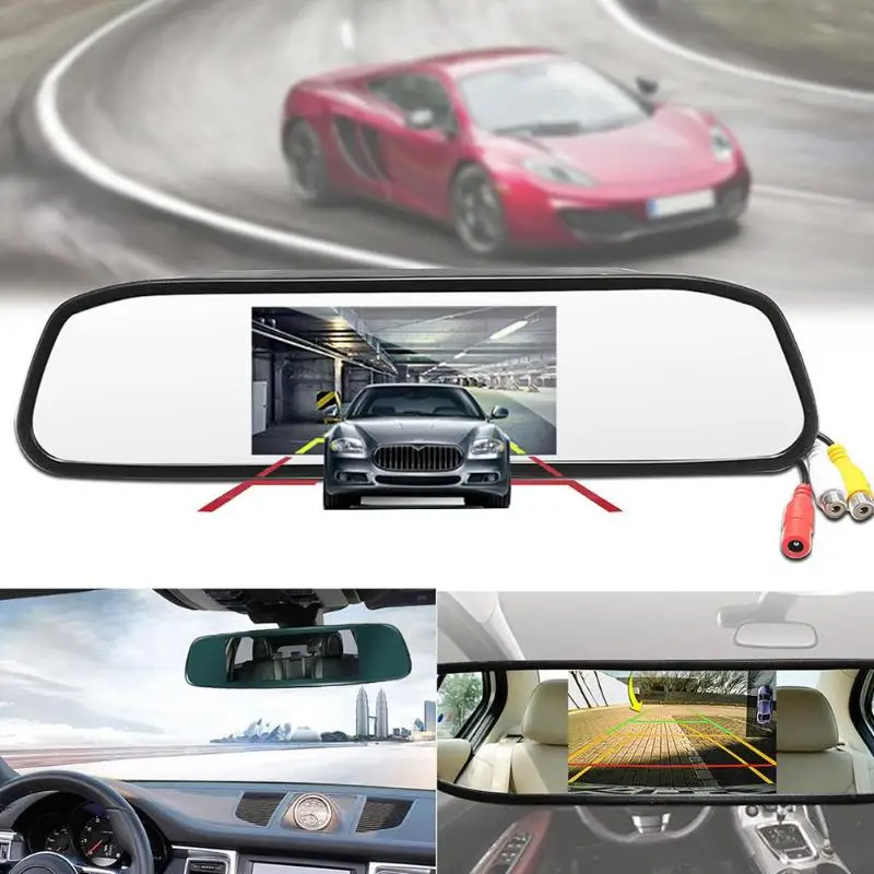

VODOOL 4.3 inch Car TFT LCD Monitor Rearview Mirror Set HD CCD Auto Car Reverse Rear View Backup Camera Parking Assist Tool Kit