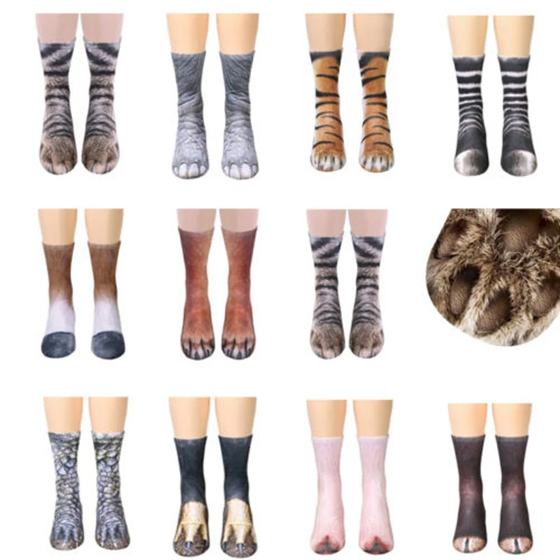 THEFOUND Fashion Animal Feet Socks Unisex Adult Animal Paw Crew Socks ...