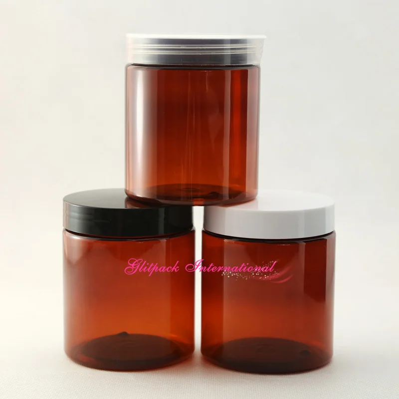 30pcs/lot 250g amber cosmetic jars, 8oz plastic cosmetic jars wholesale