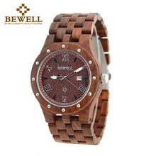 2016 BEWELL Wooden Watch Men Wood Auto Date Wristwatch Men's Quartz Watch Top Brand Luxury Watches Men Clock with Paper Box 109A naviforce brand original boxes men watch box wristwatch paper gift box