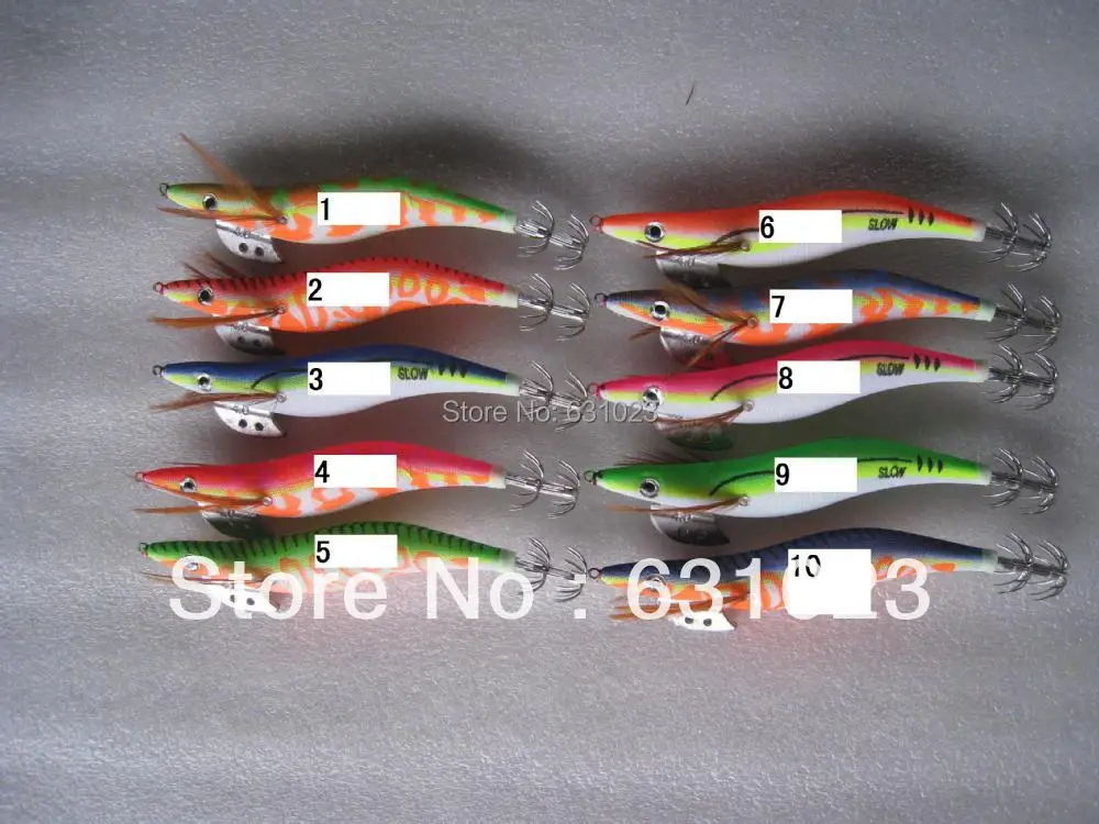 

MR OCTOPUS 10pcsfishing lure , squid jigs,The bionic shrimp ,glow in dark.4.0#,15.5cm,28g.random colour mixed,