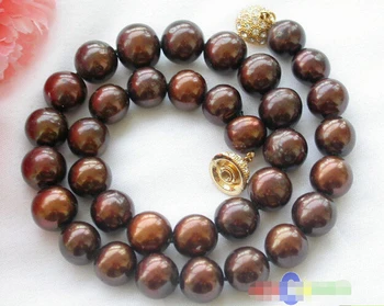

Free shipping@@@@@ HUGE REAL 17" 13mm ROUND chocolate freshwater PEARL NECKLACE