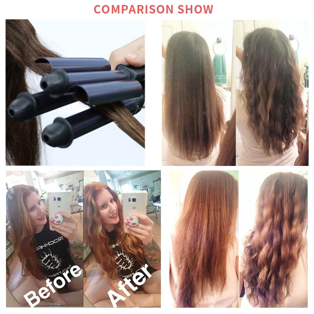 Тройная плойка FMK с роликами керамические тройные щипцы для завивки