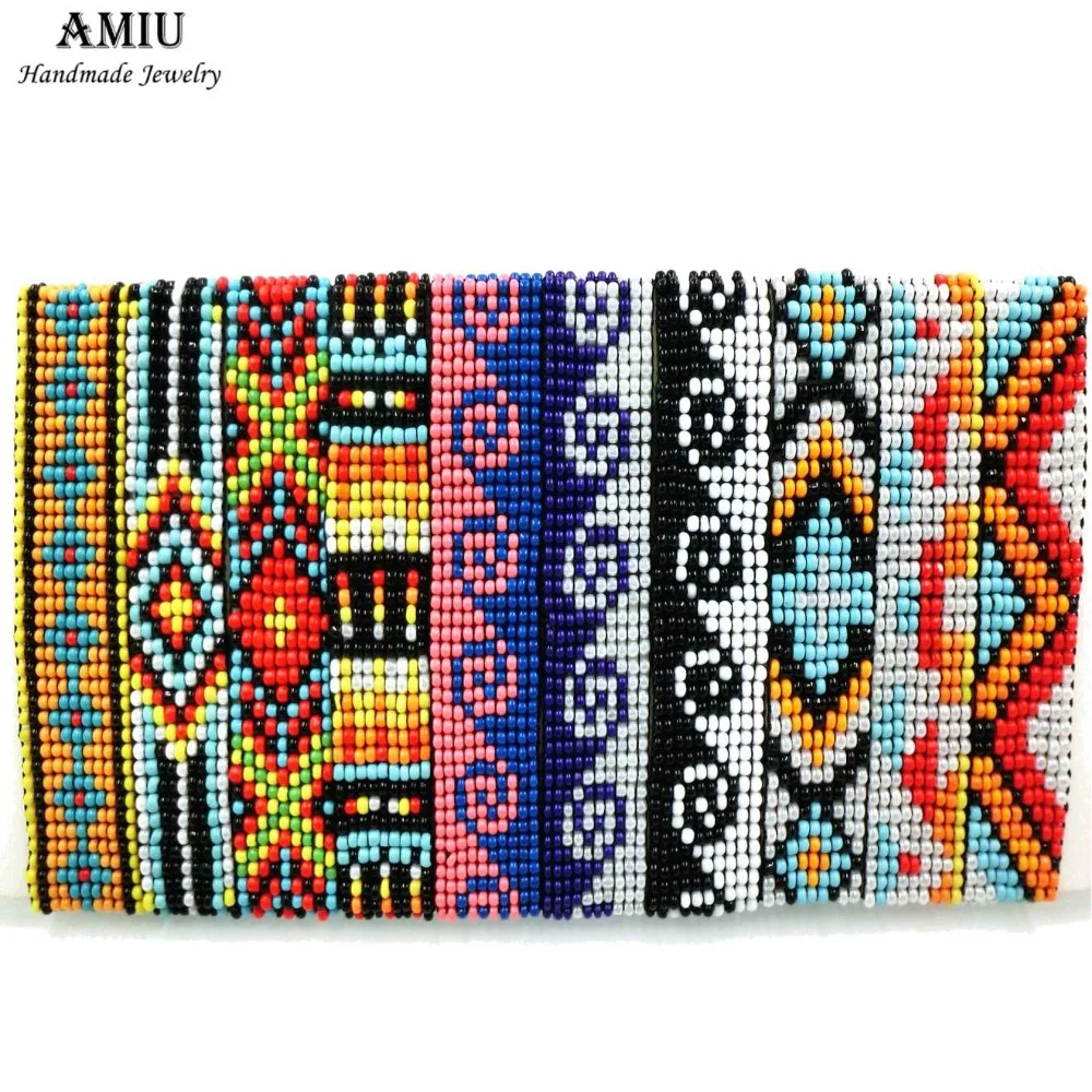 

AMIU Handmade Friendship Bracelet Bohemia Style Hippy Bracelet Rope Popular String Seed Beads Bracelets For Women Men Christmas