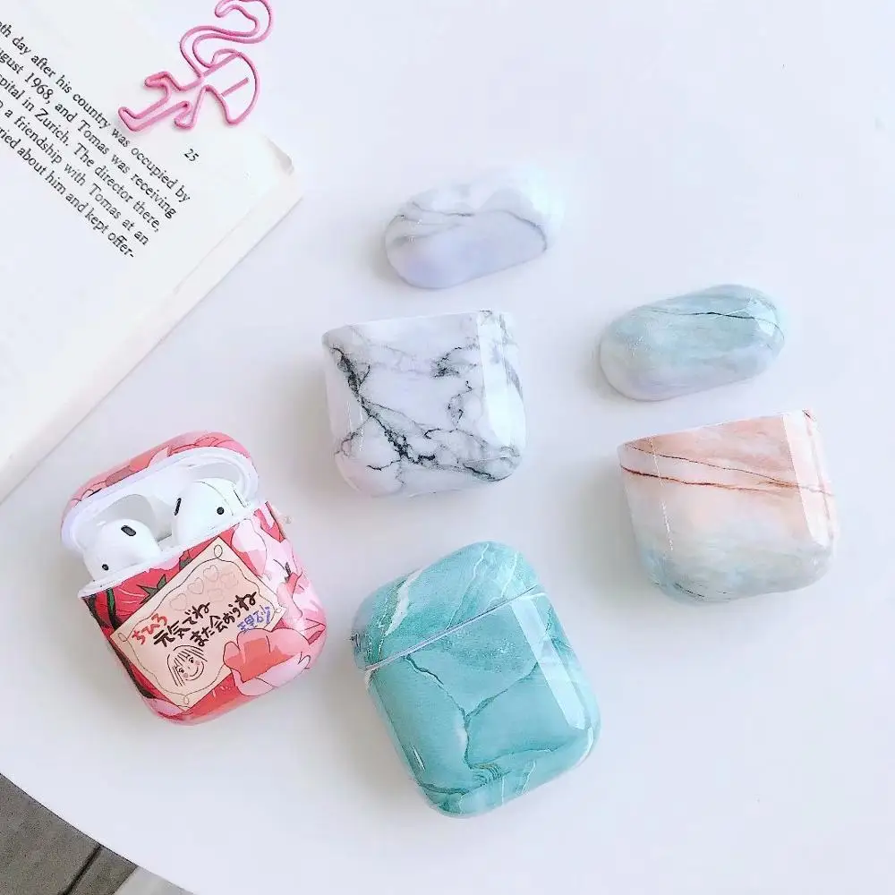 

For airpods case Cartoon Accessories for Apple Airpods 1 2 Charging bag Luxury Marble Hard Bluetooth earphone protective Cover
