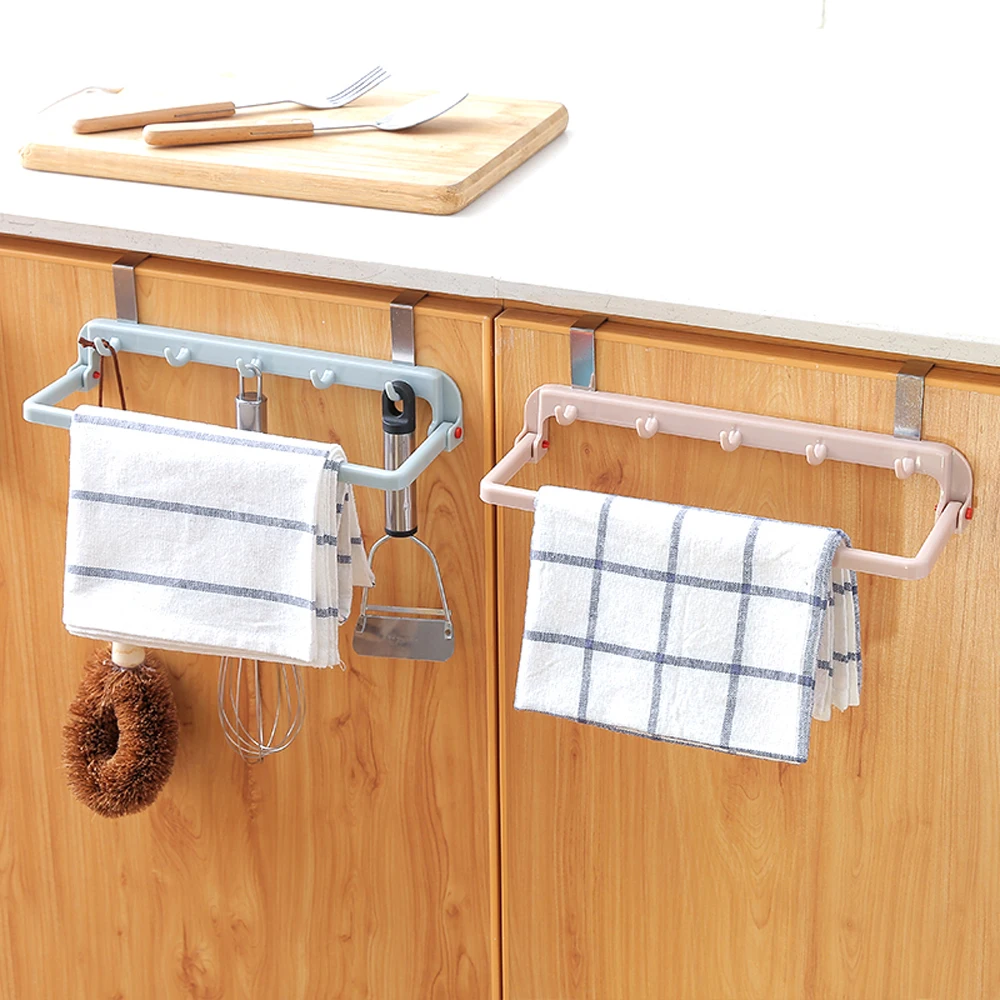 Multi Functional Folding Kitchen Bathroom Door Towel Holder