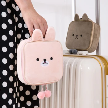 

Bentoy Cute Protable Travel Cosmetic Case For Women Cute Embroidery Rabbit Makeup Bag Girls Wash Organizer Pouch Storge Box